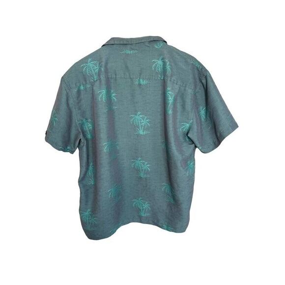 Banana Split USA Men's Hawaiian Shirt L Large Black Palm Tree Silky Button Beach - Picture 2 of 8